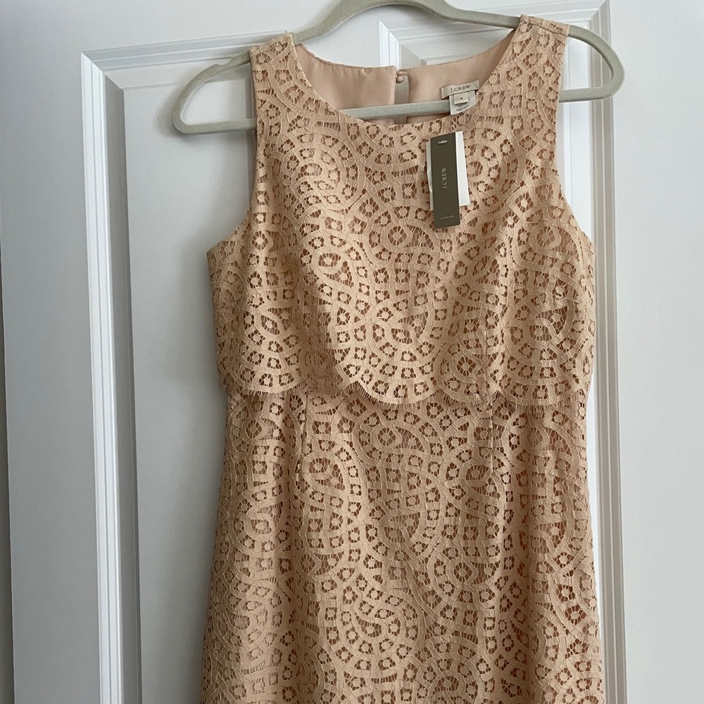 JCrew Beige Raindrop Lace Tiered Shift Dress 68679